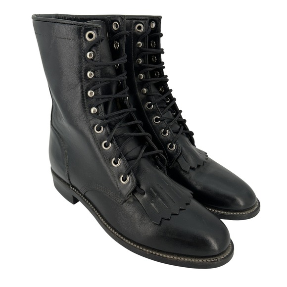 Justin Boots Womens Size 6B Leather Lace Up Roper Ankle Western L506